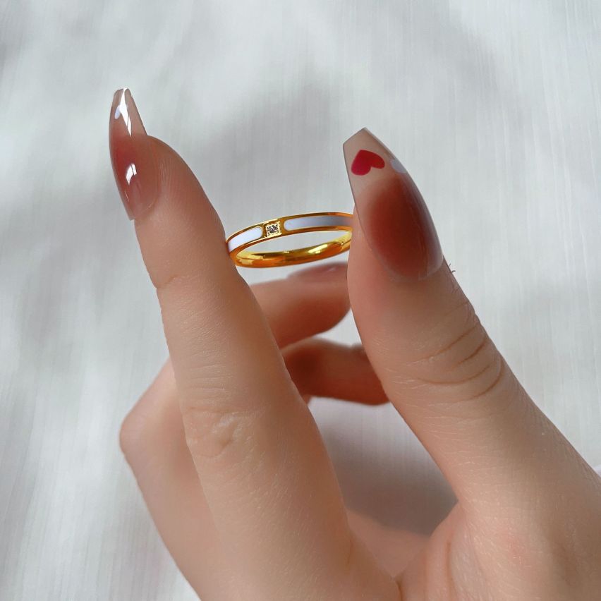 S.Steel Gold Plating White Zircon Minimalist Women-c EU60 - ES20 - US9