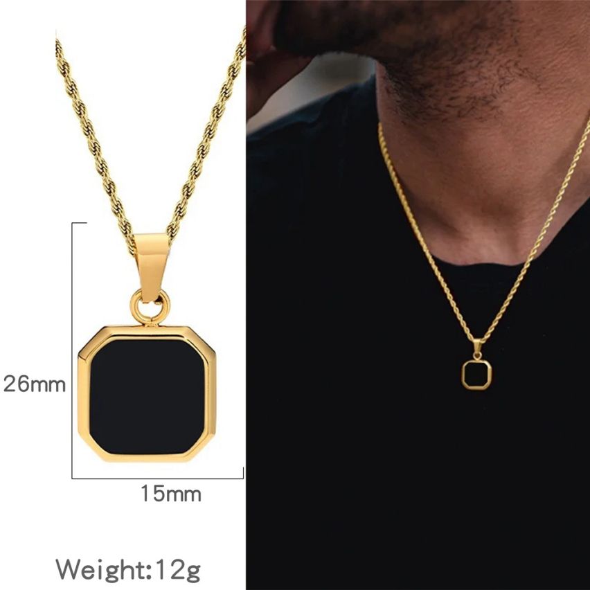 S.Steel Black With Plate Men-c 12g 26x15mm
