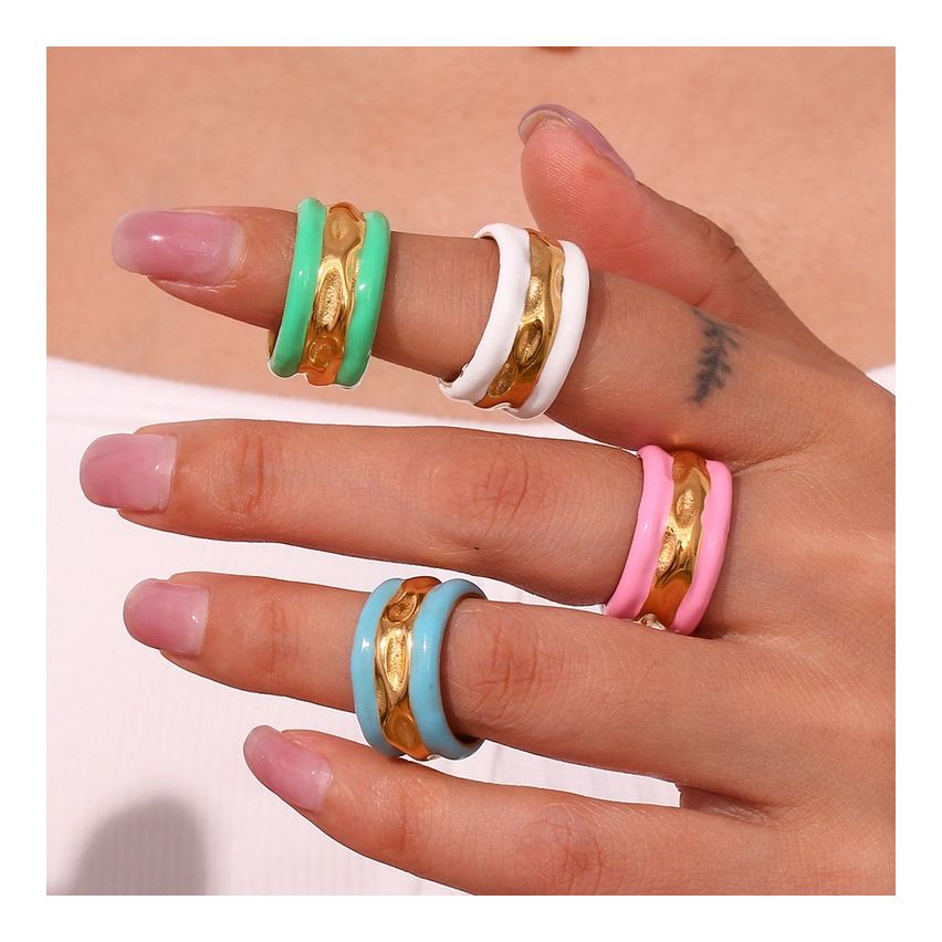 S.Steel Gold Enamel Texture Women-c 7.5g