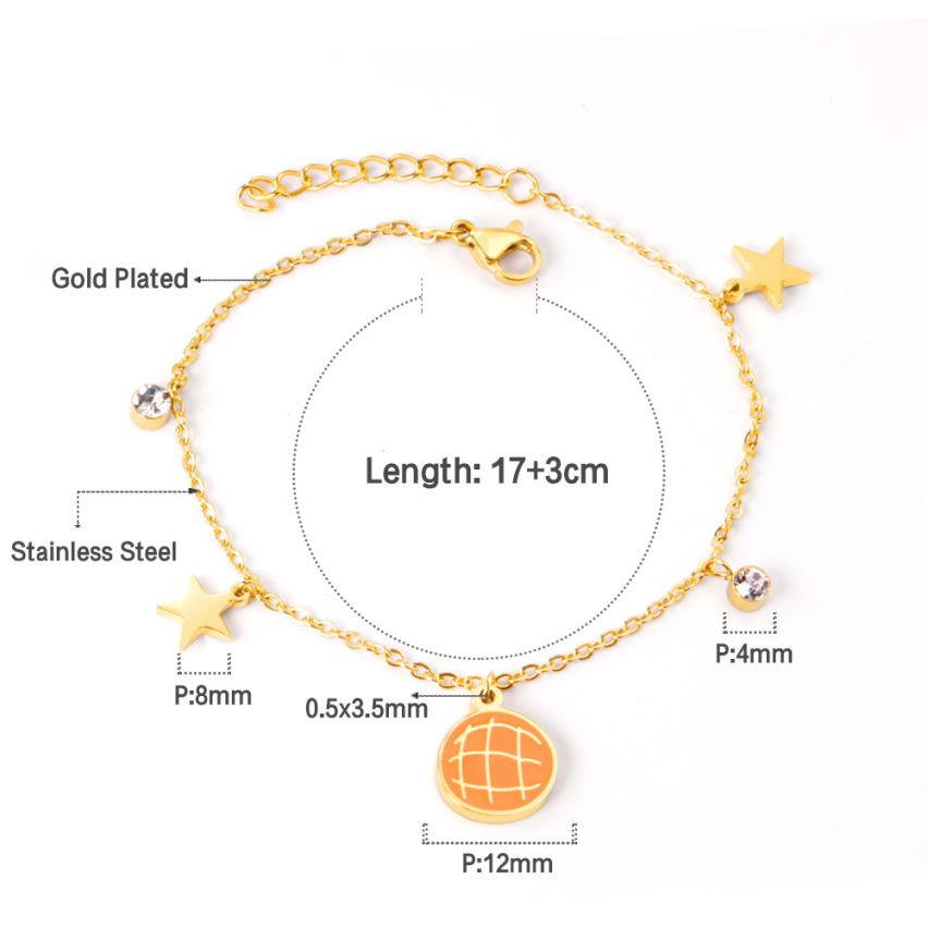 New Gold Plating Orange Enamel Minimalist Bracelets 