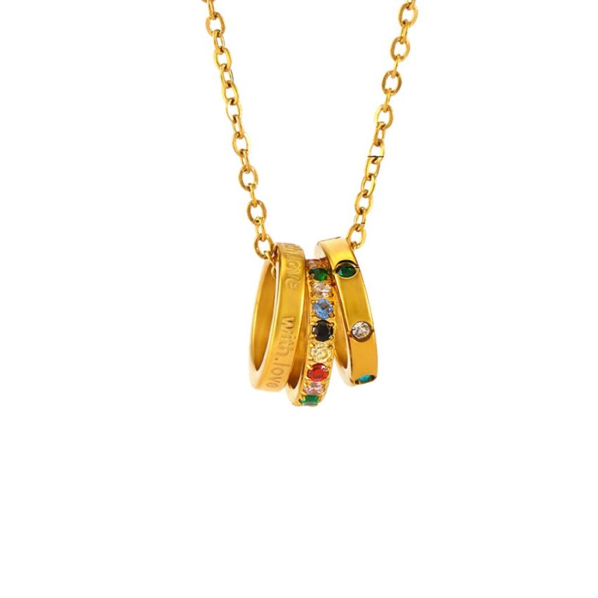 S.Steel New Gold Plating Colorfull Zircon Women-c 3.5g