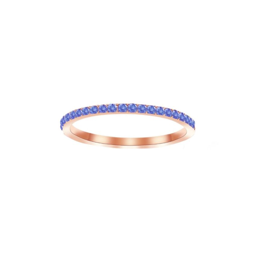 S.Steel New Rose gold Plating Lake blue Zircon Rings 2g EU54 - ES14 - US7