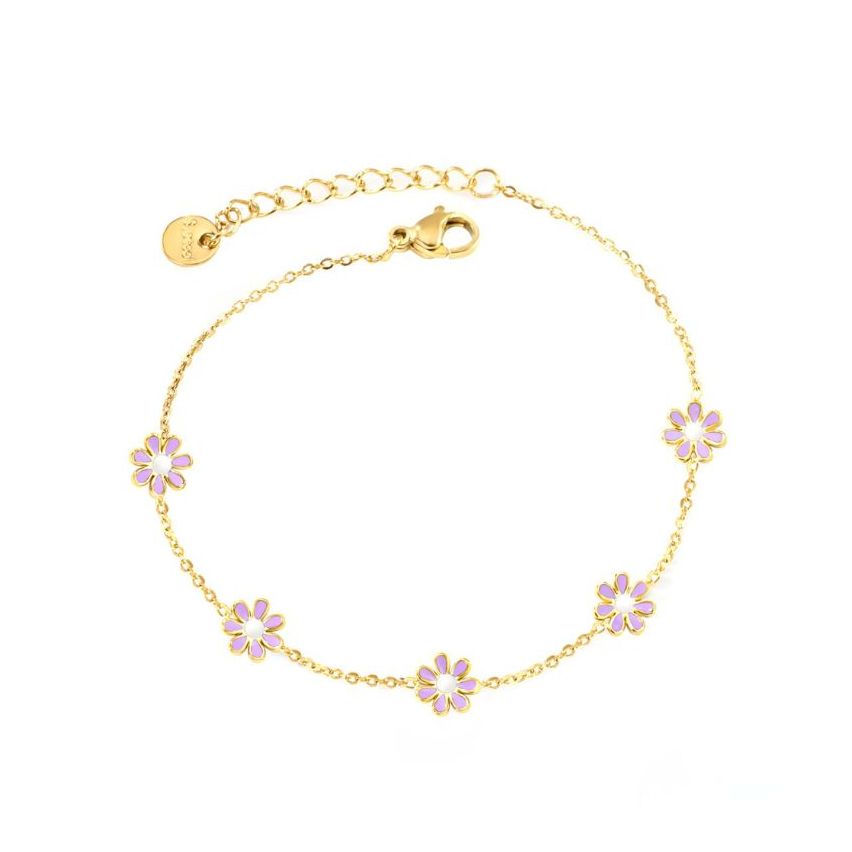 New S. Steel Gold Plating Purple Enamel Minimalist Women-c 2.5g 