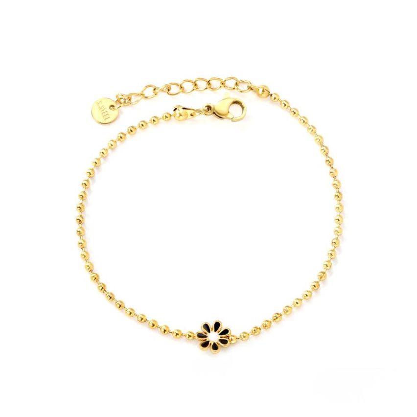 New S. Steel Gold Plating Black Enamel Minimalist Women 2g 