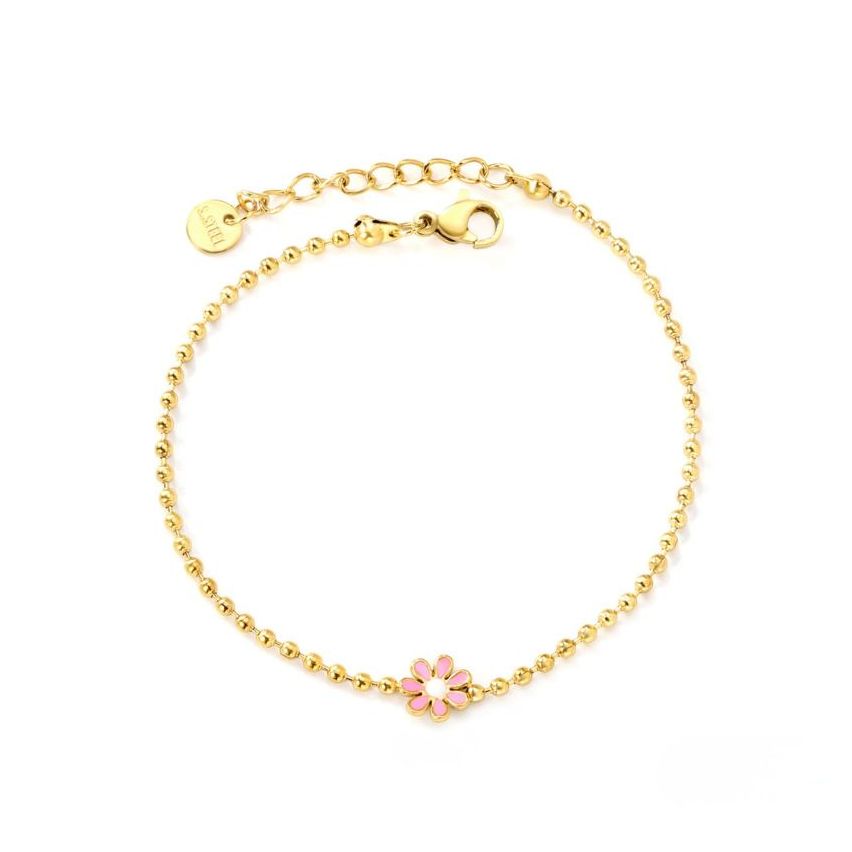 New S. Steel Gold Plating Pink Enamel Minimalist Women-c 2g 