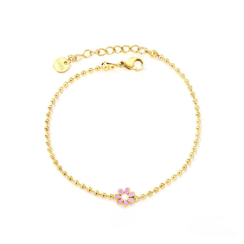 New S. Steel Gold Plating Purple Enamel Minimalist Women-c 2g 