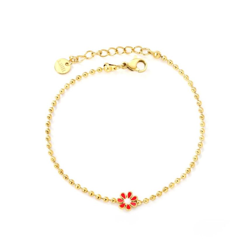 New S. Steel Gold Plating Red Enamel Minimalist Women-c 2g 