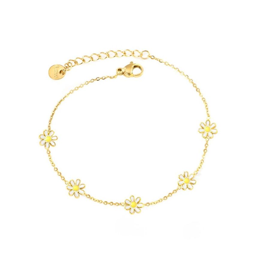 New S. Steel Gold Plating Yellow Enamel Minimalist Women-c 2.5g 