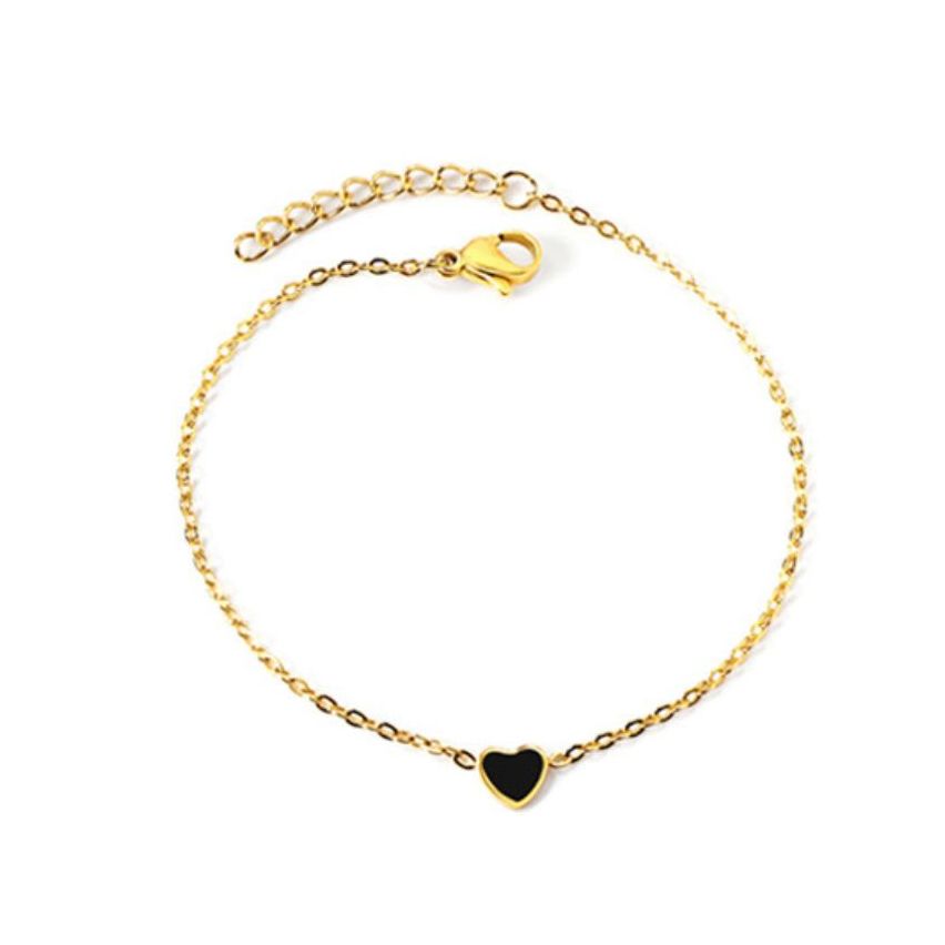 New S. Steel Gold Plating Black Enamel Minimalist Women 1.3g 