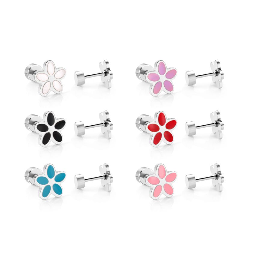 New Shiny Colorfull Enamel Stud Earrings 2g 10x4mm