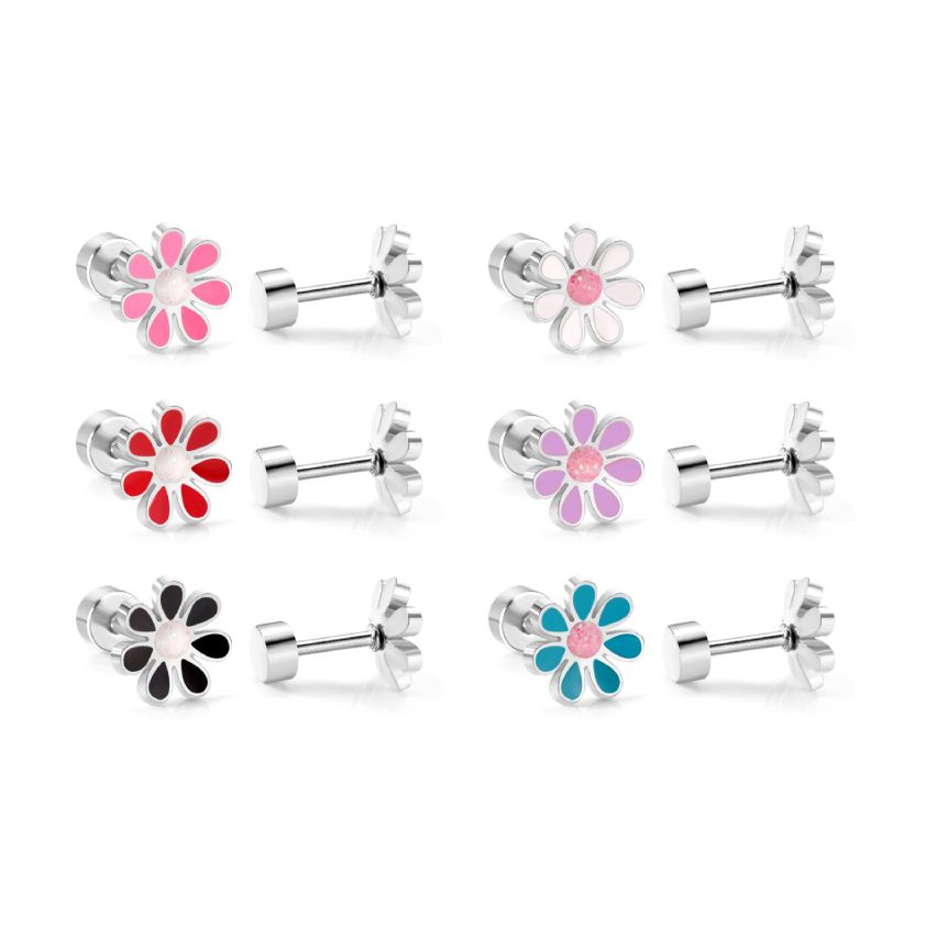 New Shiny Colorfull Enamel Stud Earrings 2g 10x4mm