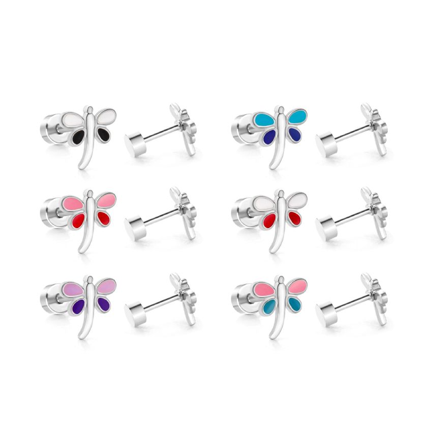 New Shiny Colorfull Enamel Stud Earrings 2g 10x4mm