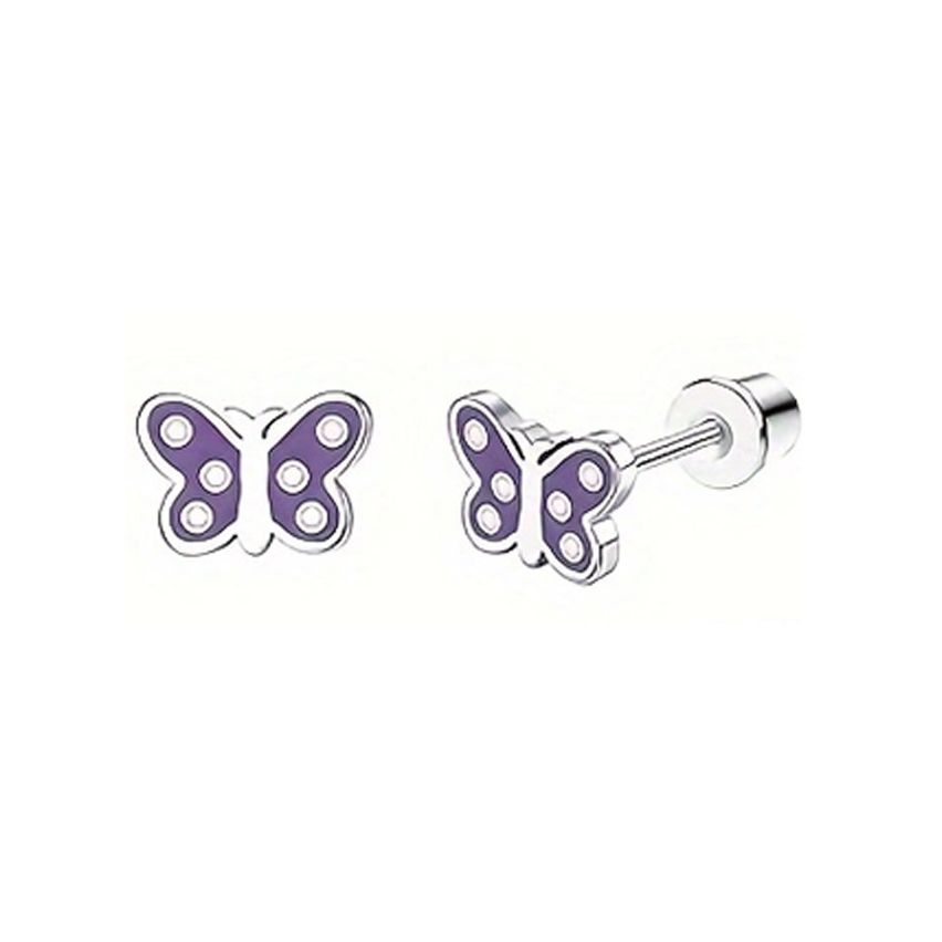 New Shiny Purple Enamel Minimalist Earrings 6x4mm - 0.8mm 