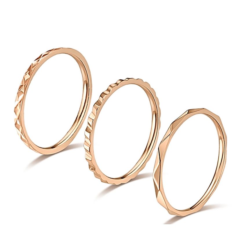 S.Steel Set 3 pieces S.Steel Unisex Rose gold Plating Minimalist Women-c 0.5g EU57 - ES17 - US8