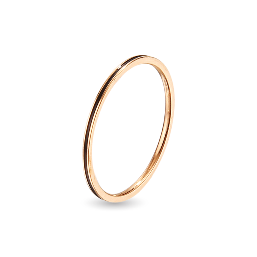 S.Steel Rose gold Plating Black Enamel Minimalist Women-c 0.8g EU60 - ES20 - US9