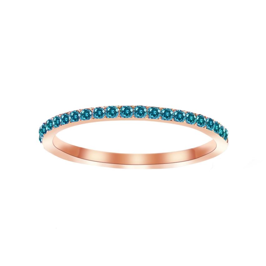 S.Steel Rose gold Plating Blue marine Zircon Women-c