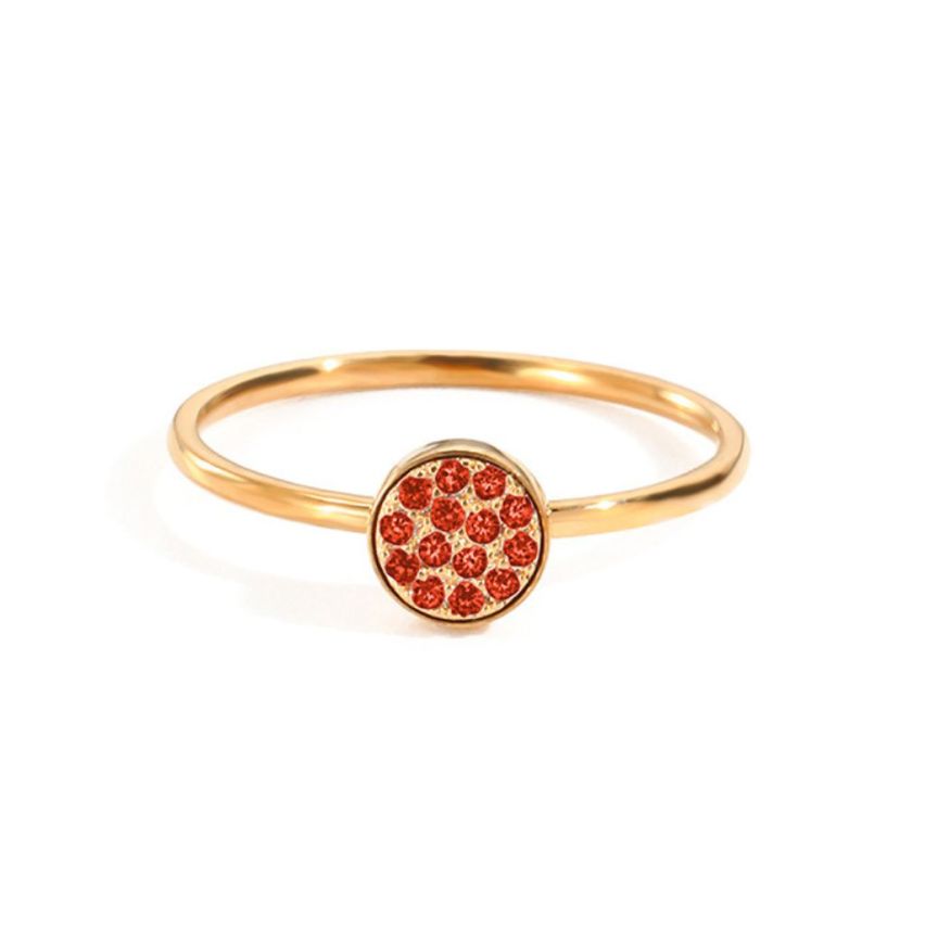 S.Steel Rose gold Plating Red Zircon Women-c 2g