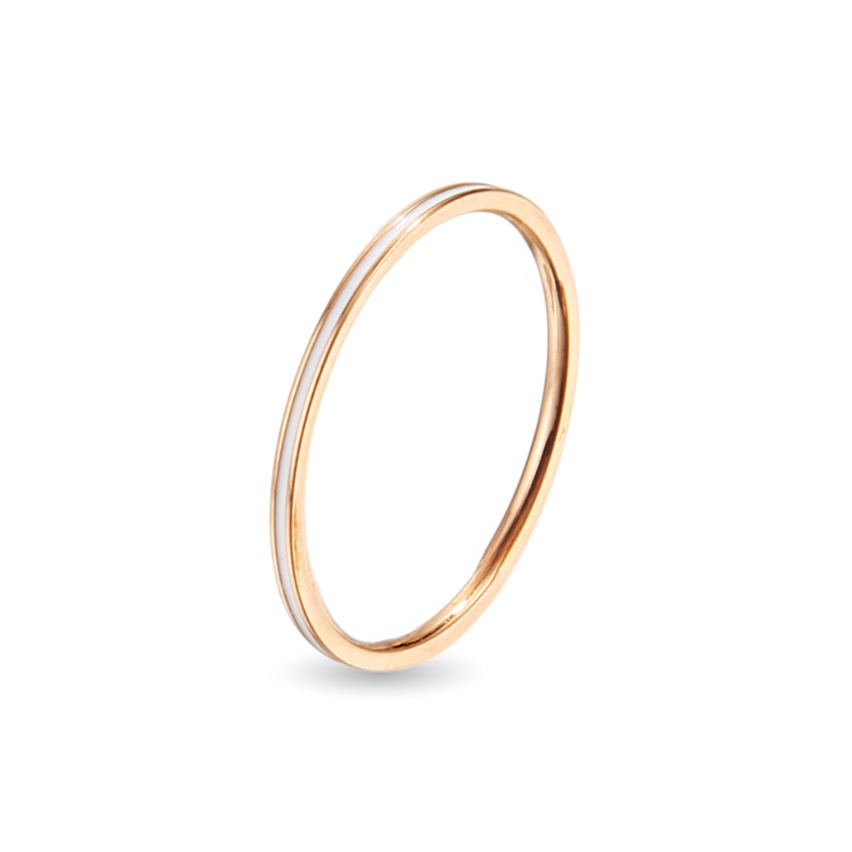 S.Steel Rose gold Plating White Enamel Minimalist Women-c 0.8g EU54 - ES14 - US7