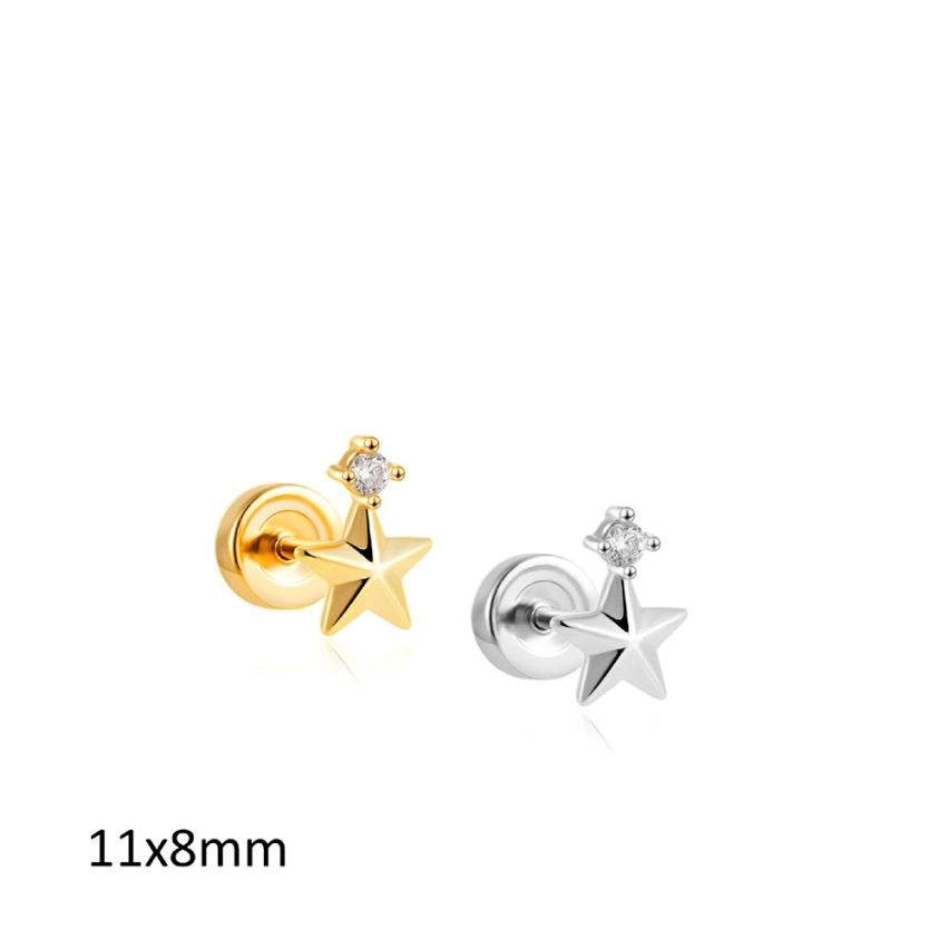 S.Steel Zircon Minimalist Women 0.6g 11x8mm