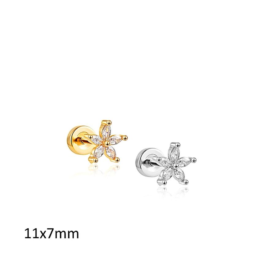S.Steel Zircon Minimalist Women-c 0.6g 11x7mm