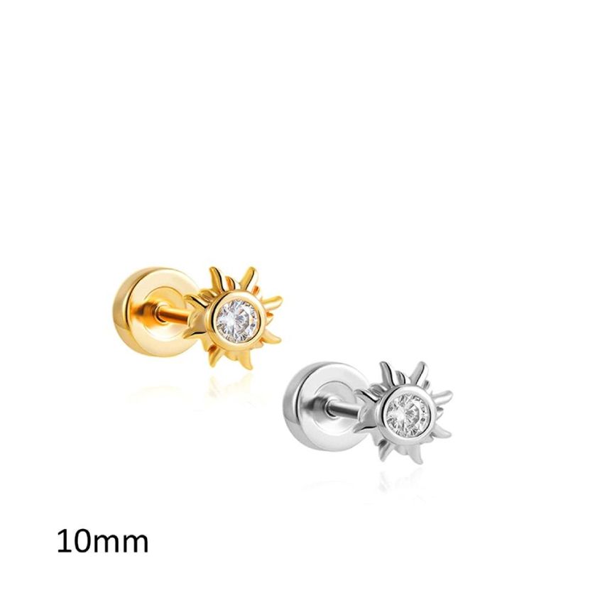 S.Steel Zircon Minimalist Women-c 0.6g 10x6mm