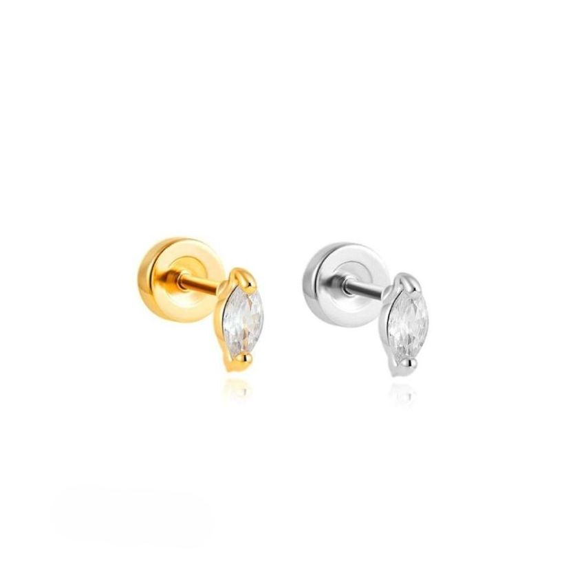 S.Steel Zircon Minimalist Women 0.5g 11x6mm