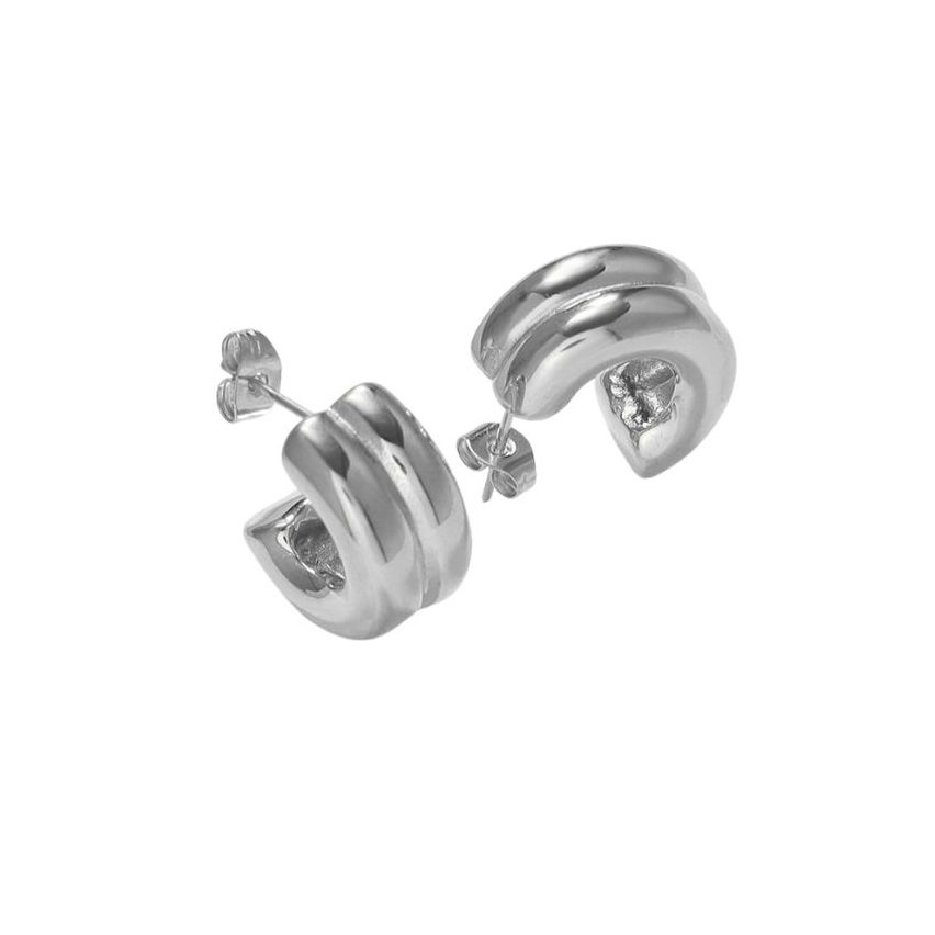 S.Steel Shiny Hoop Women-c 11g 13x9mm