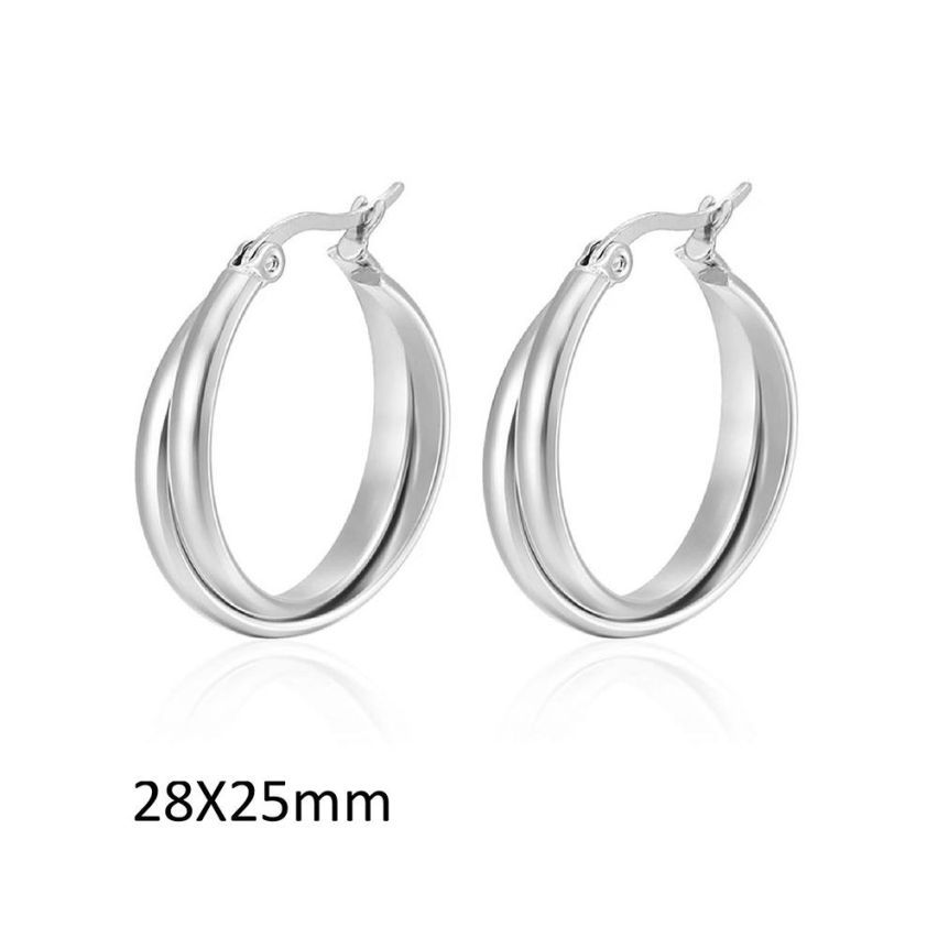 S.Steel Shiny Hoop (Standard) Women-c