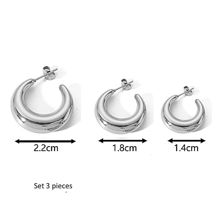 S.Steel Shiny Hoop (Standard) Women-c