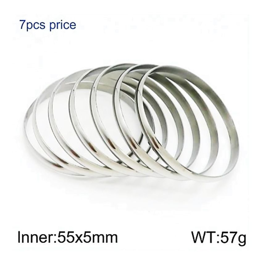S.Steel 7 Pieces Set S.Steel Shiny Smooth Women-c 57g 55x5mm