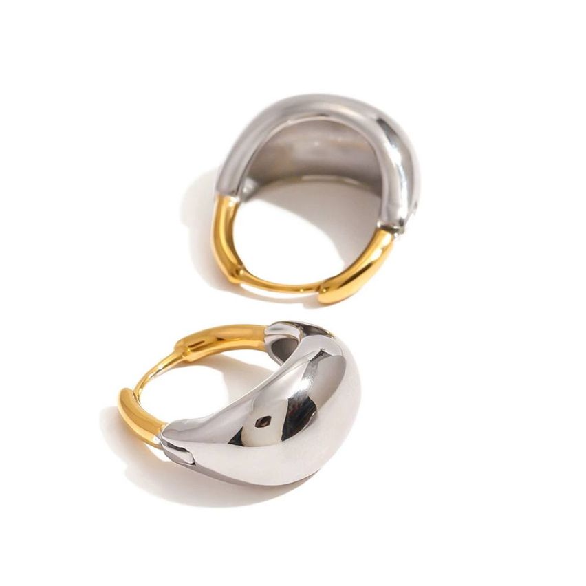 S.Steel Two plating color Hoop Women-c 6.7g 21.8x18.8mm
