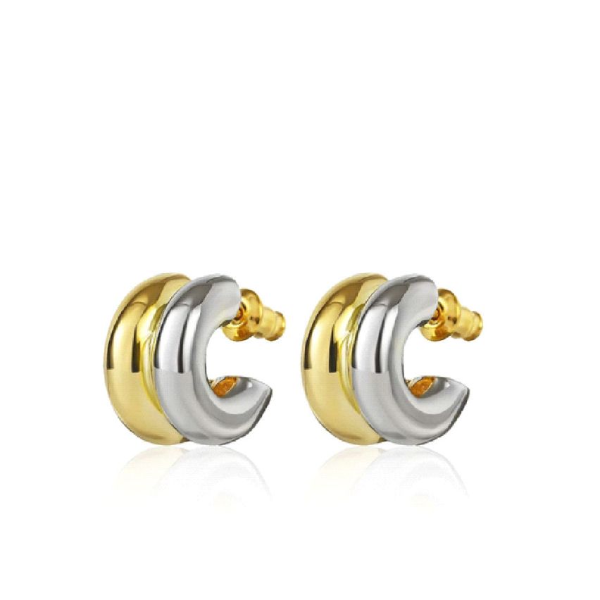 S.Steel Two plating color Hoop Women-c 11g 13x9mm