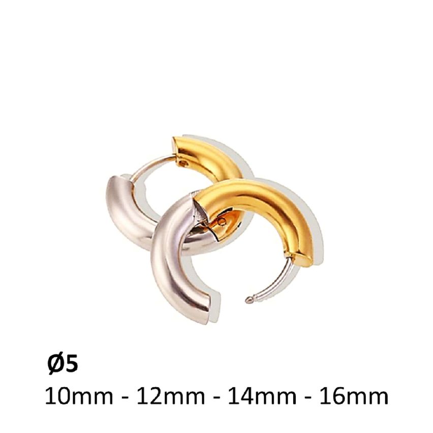 S.Steel Two plating color Hoop (Standard) Women-c - 5mm