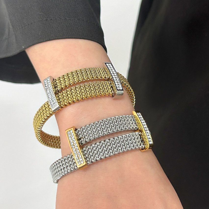 S.Steel Two plating color Zircon Texture Women-c 31g