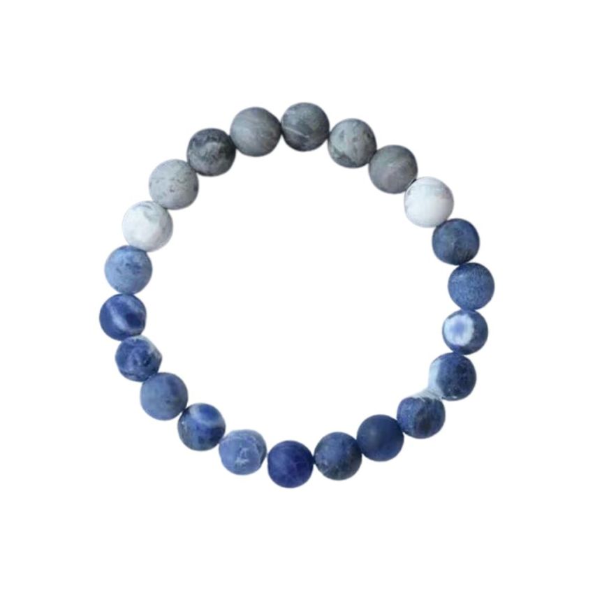 Unisex Lake blue Natural Stone Beads Men-c 25g 190x10mm