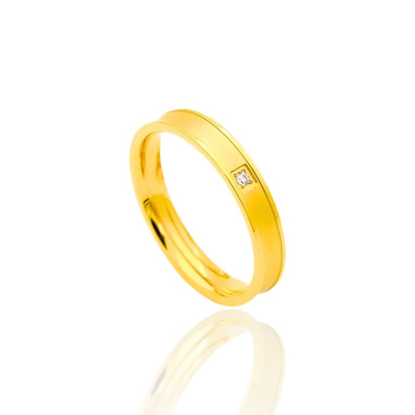 S.Steel Gold Plating Zircon Wedding Women-c - 1.8mm US4